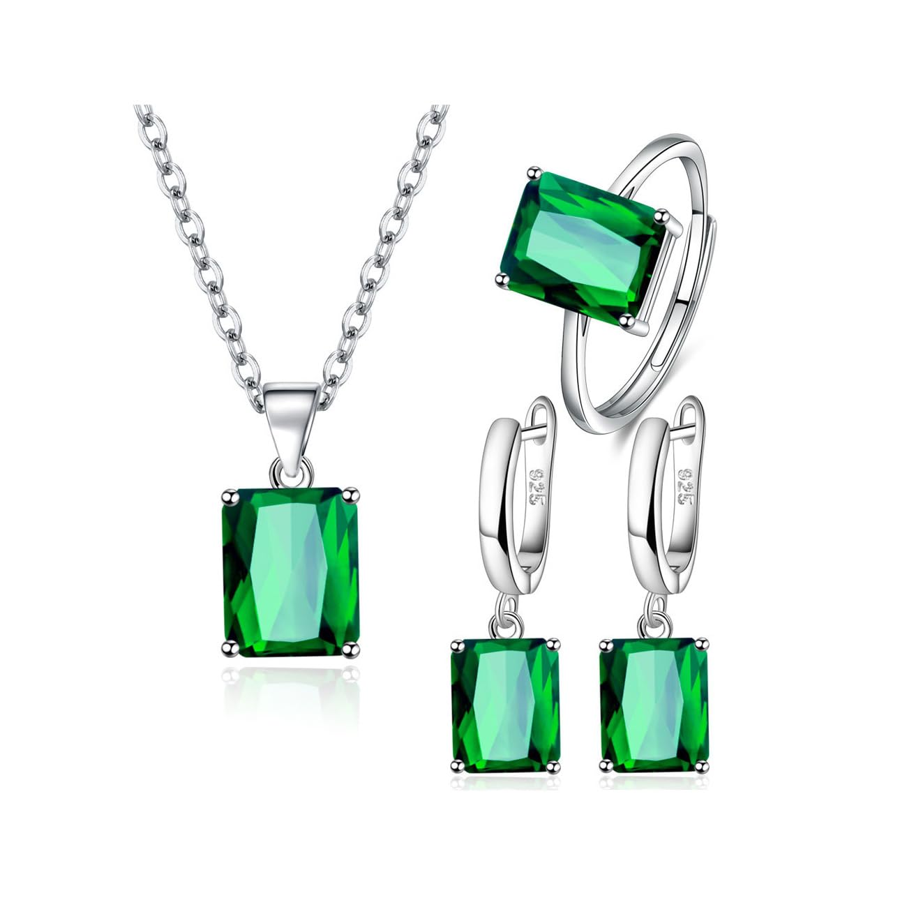 FDEETY Juegos de Joyas de Diamantes de Imitación Colgante Collar de Pendientes Anillo Conjuntos de la Boda del Partido de la Mujer