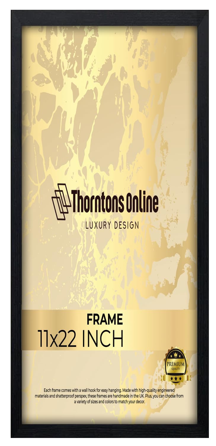 Poster Frame - Black 11x22'' mdf backing with both ways hanging hooks |Picture Photo frame 22x11'' |Acrylic front | Home & Office Decor
