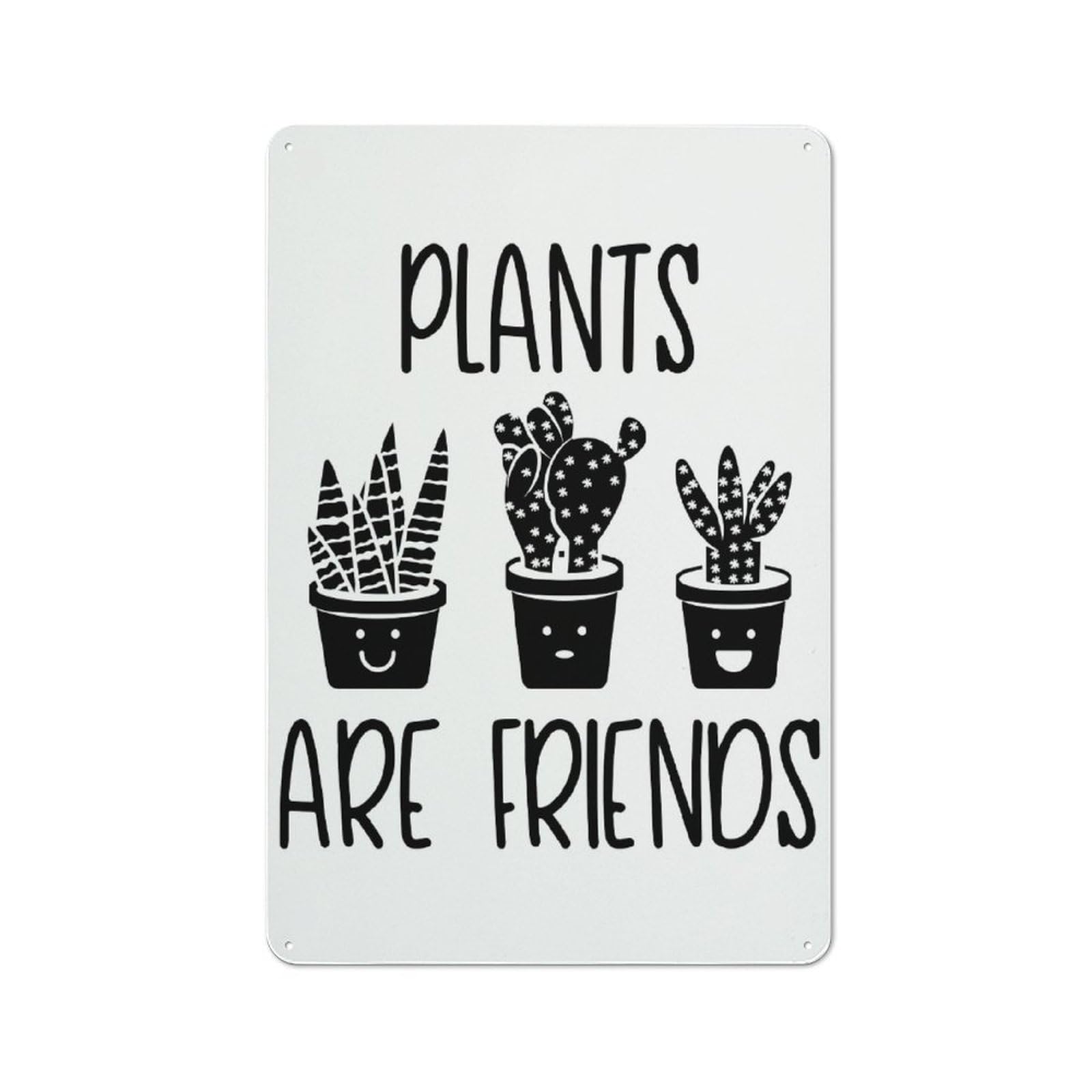 Plants Are Friends Metal Tin Sign, Small Wall Accent for Small Toilet, Washroom And Hallway, 30x20cm