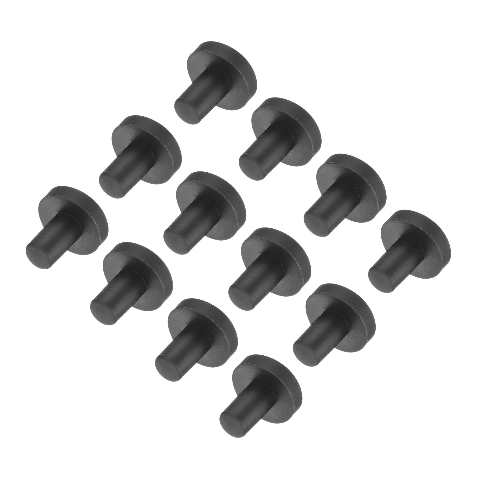 uxcell High Temp Silicone Plug Mount Dia 4mm/0.16 inch t Shaped Rubber Stopper Hole Plugs for Powder Coating Plating Waterproof Plugs Sealing Plugs Black Pack of 12(OD 9.5mm)