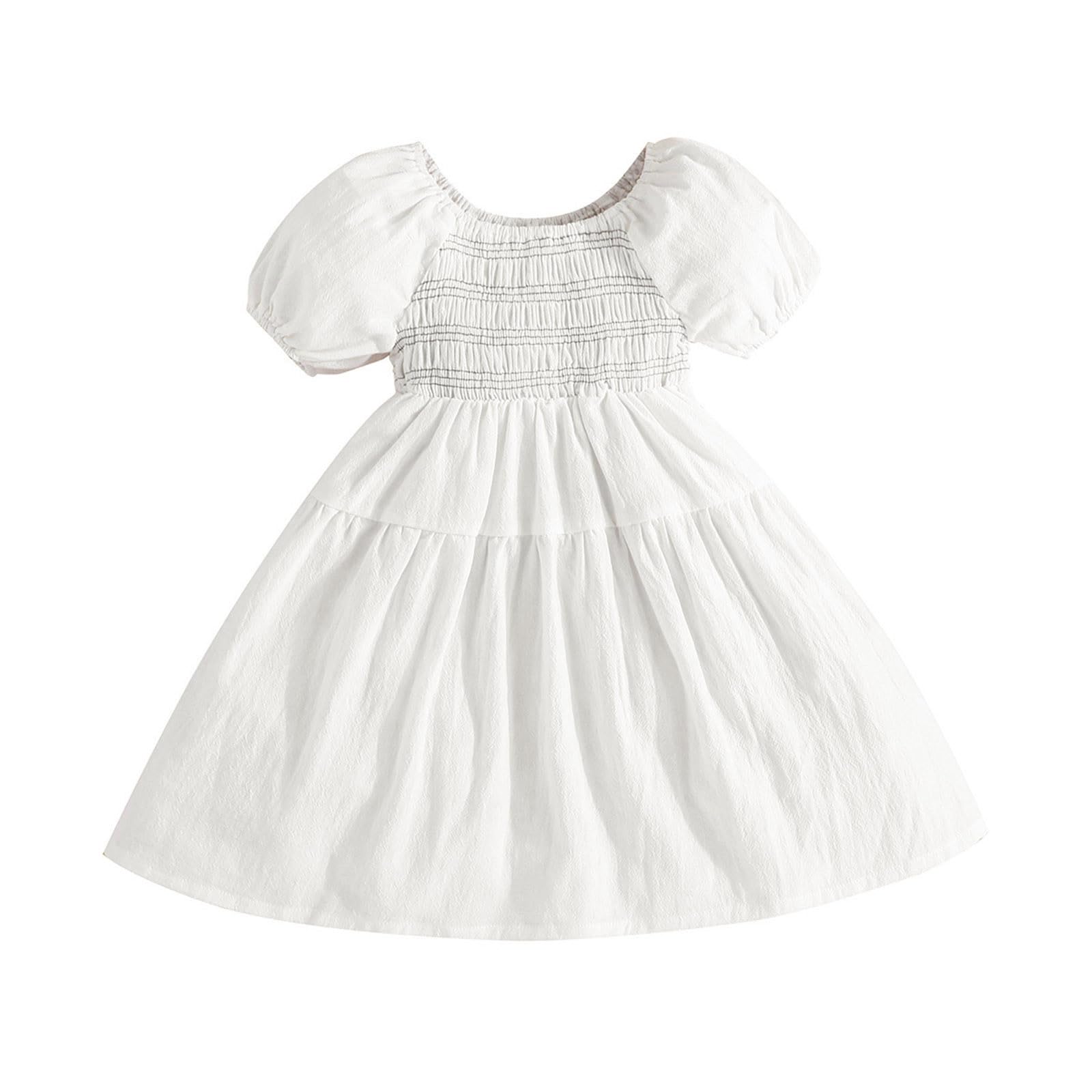 Toddler Baby Cotton Linen Dress Ruffle Sleeve Halter Peter Pan Collar Princess Dress Printed Clothes Boutique Clothes