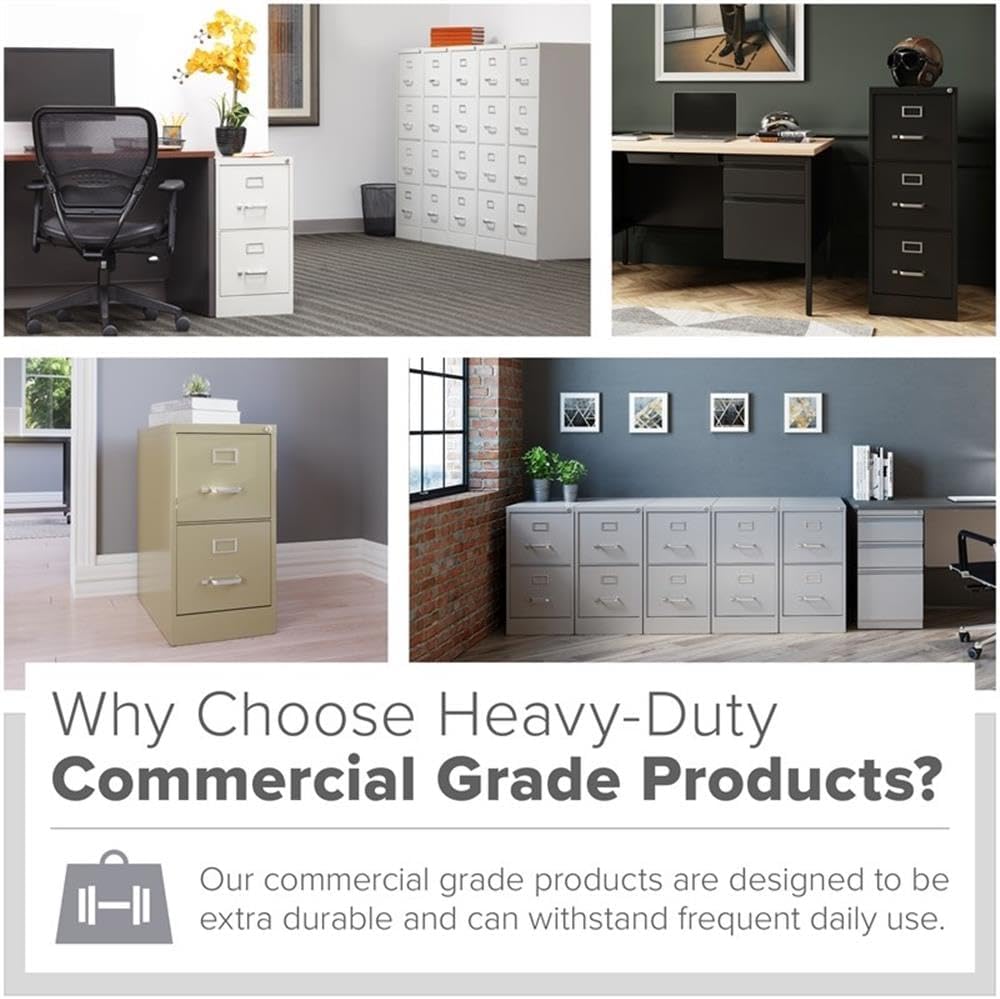 Pemberly Row Set of 6 4-Drawer Letter Width Vertical File Cabinet in Light Gray