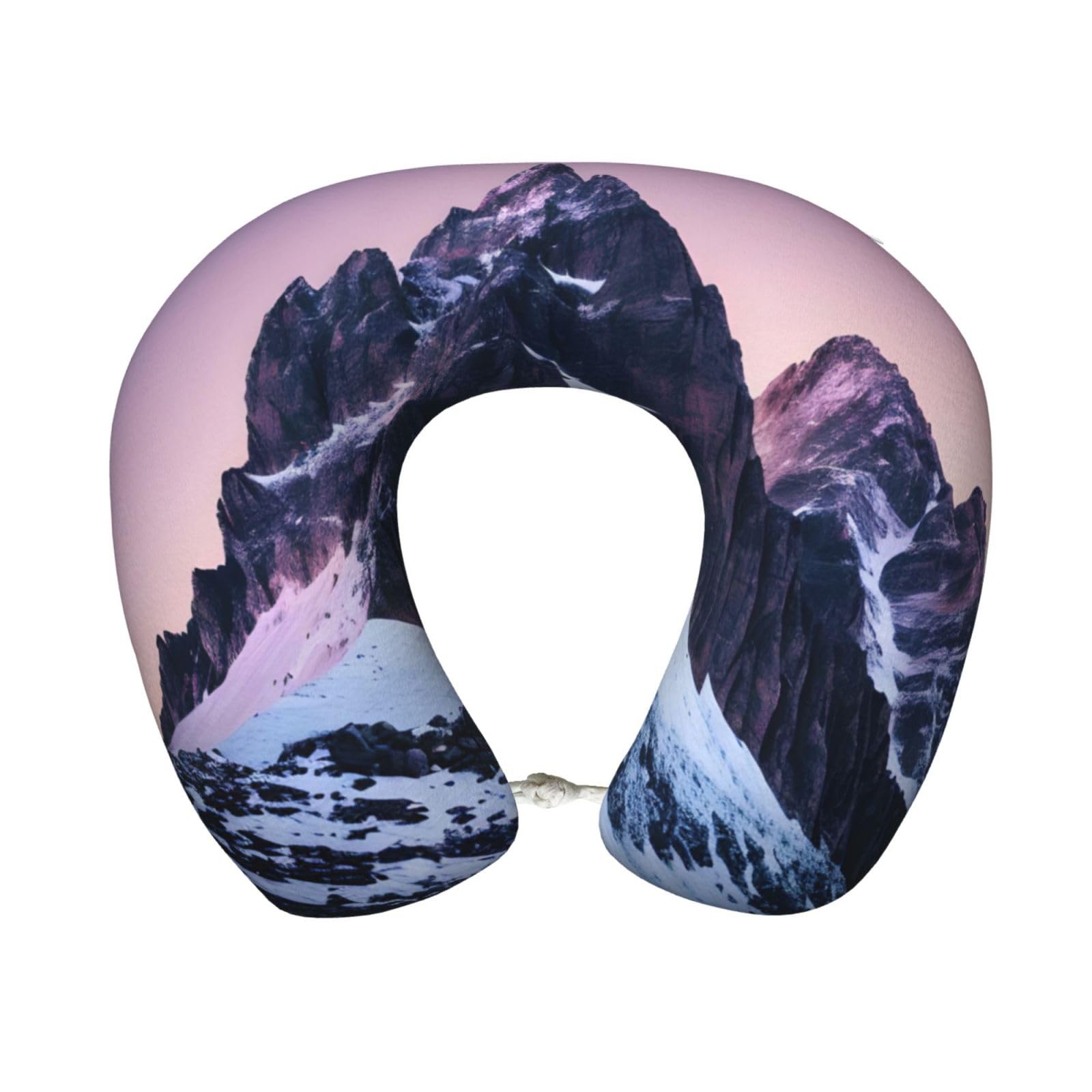 XingFox Travel Mountain Print Custom U-Shaped Travel Pillow,Memory Foam Cervical Neck Pillow,for Napping,Plane,Car,Home,Office