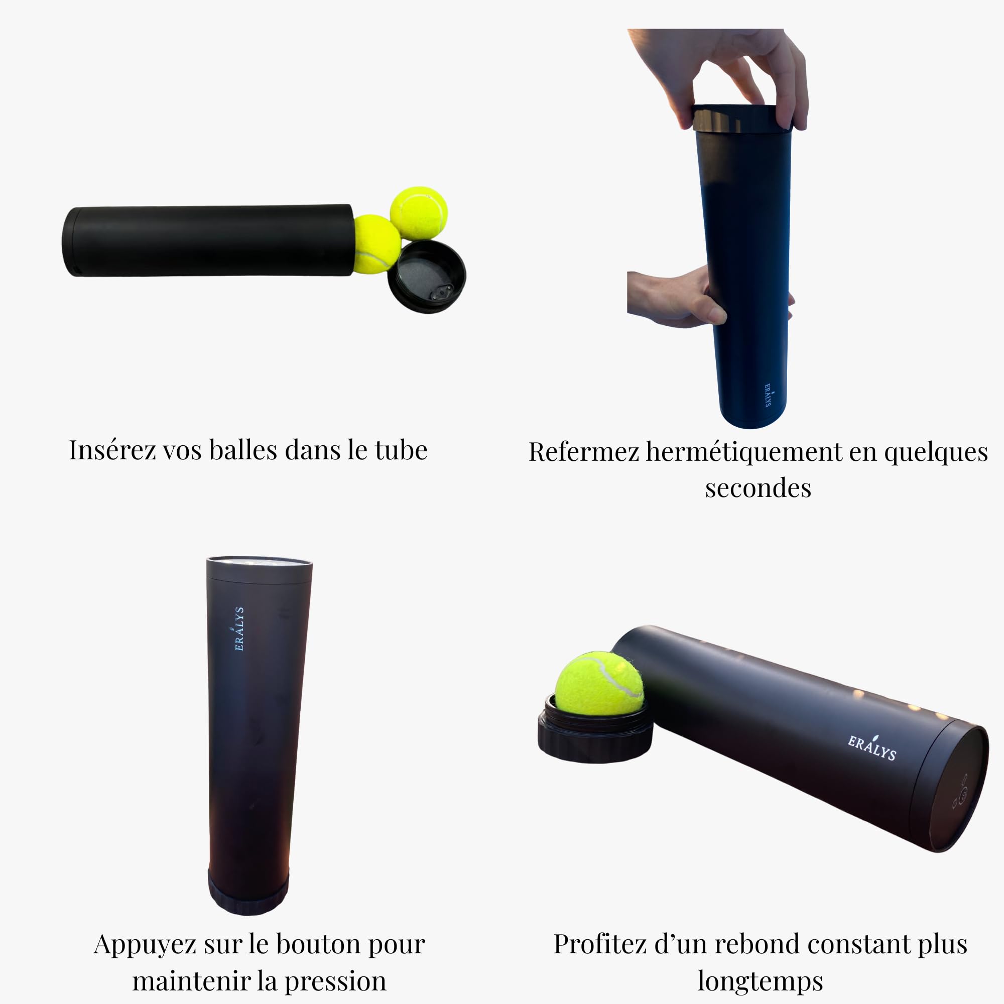 Pressurizzatore di Palle Tennis & Padel – Ripristina e Mantiene la Pressione – Capacità 3 Palline – Durata prolungata – Sistema di Blocco Ermetico