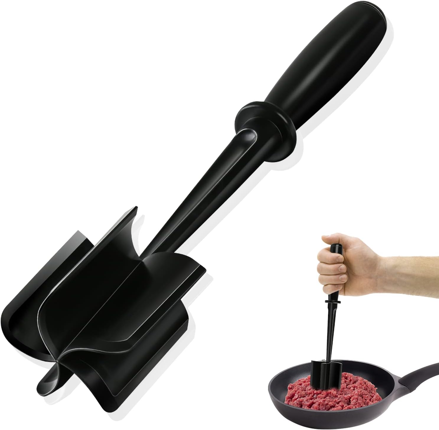 Meat Chopper, Hamburger Chopper, Potato Masher-Professional Multifunctional Heat Resistant Nylon Ground Beef Smasher Kitchen Tools And Gadgets, Safe For Non-Stick Cookware