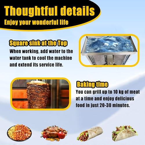 Stainless Steel Electric Rotisserie Oven with 360° Rotation, 2 Burners, Vertical Kebab Maker for Skewers, Roasts, and Chicken - Image 5