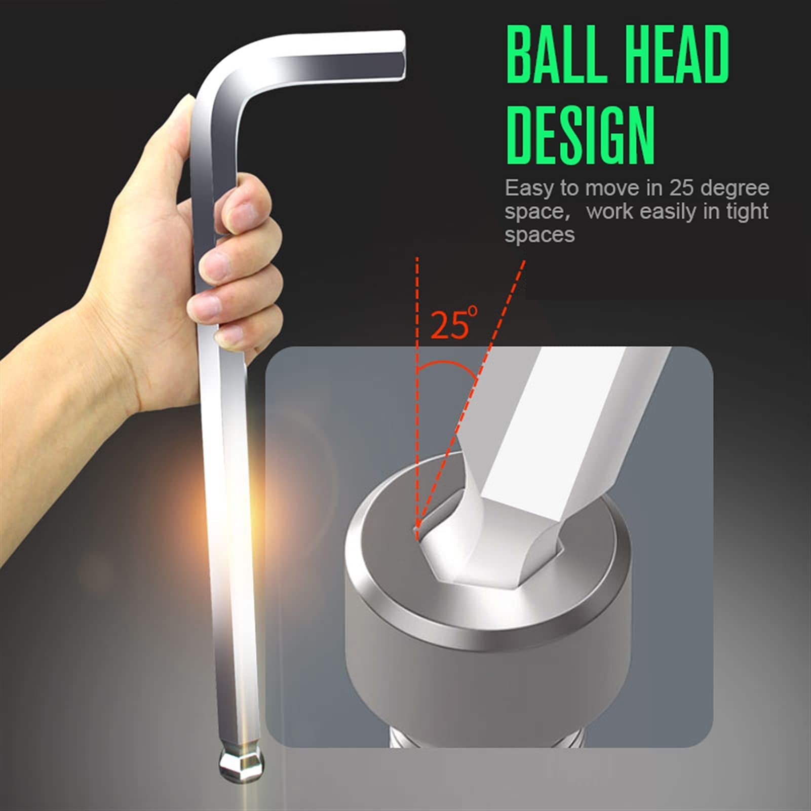 Hexagon Allen Key Key Ball End End Chiavi esagonali 12/14/17/19 / 22mm Doppia estremità 557 (Color : 17mm)