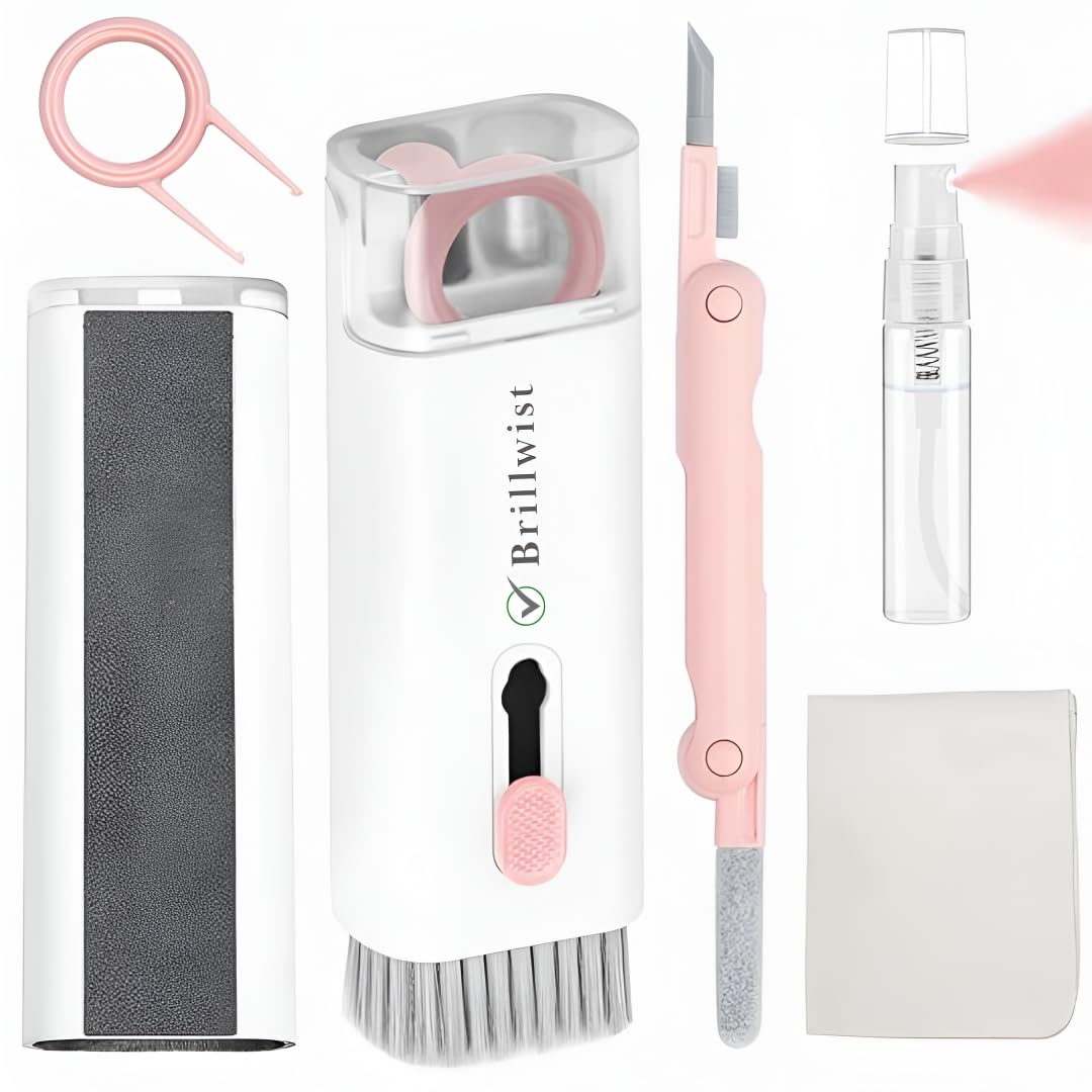 7-in-1 electronics cleaning kit – multi-purpose cleaner for airpods, keyboards, screens & more | includes double-headed cleaning pen, screen spray, brush & keycap puller