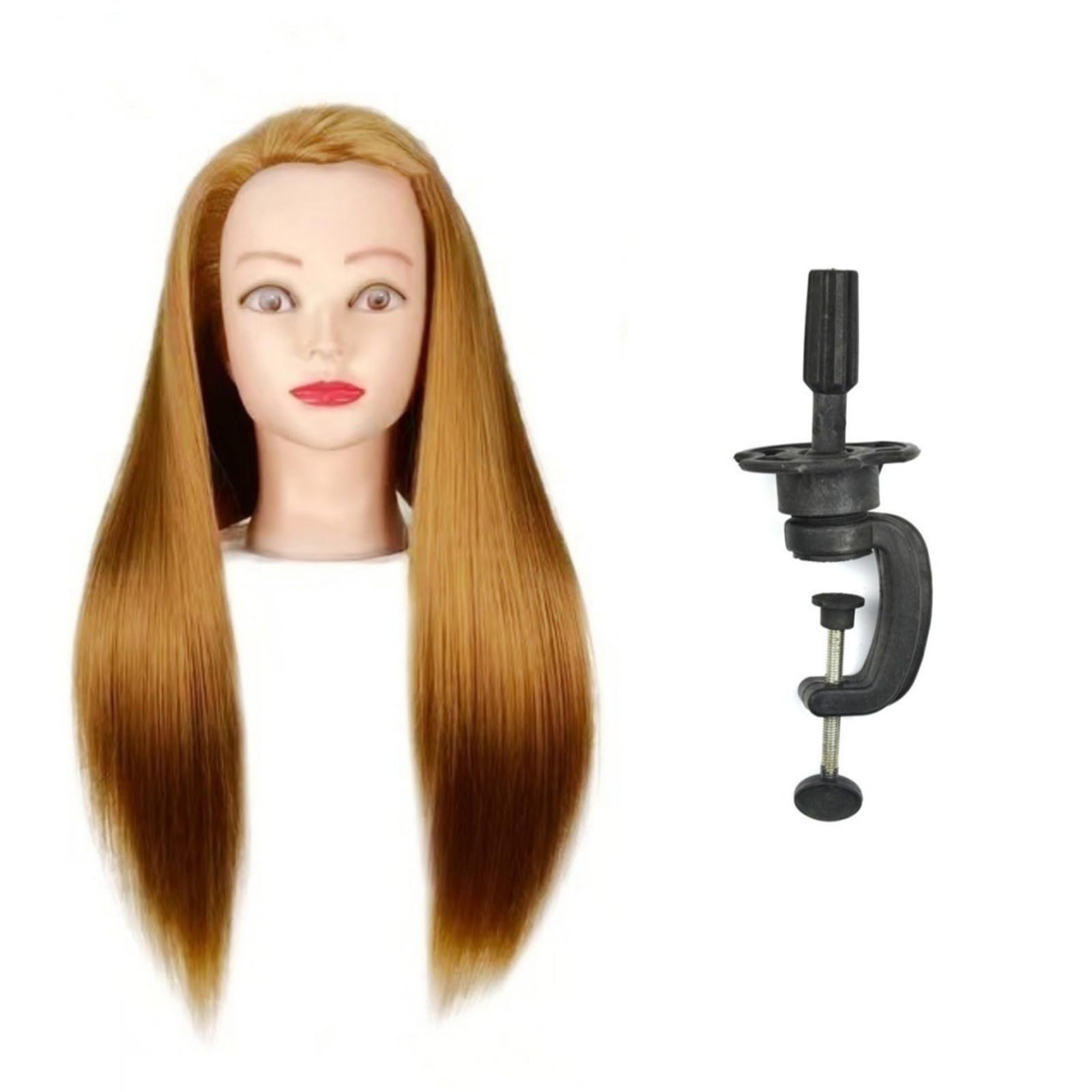 Perücke Mannequin Head Echtes Haar Mannequin Heads 65cm/26in mit Kleinem Ständer für Haarstyling, Friseurausbildung, Flechten-1B#