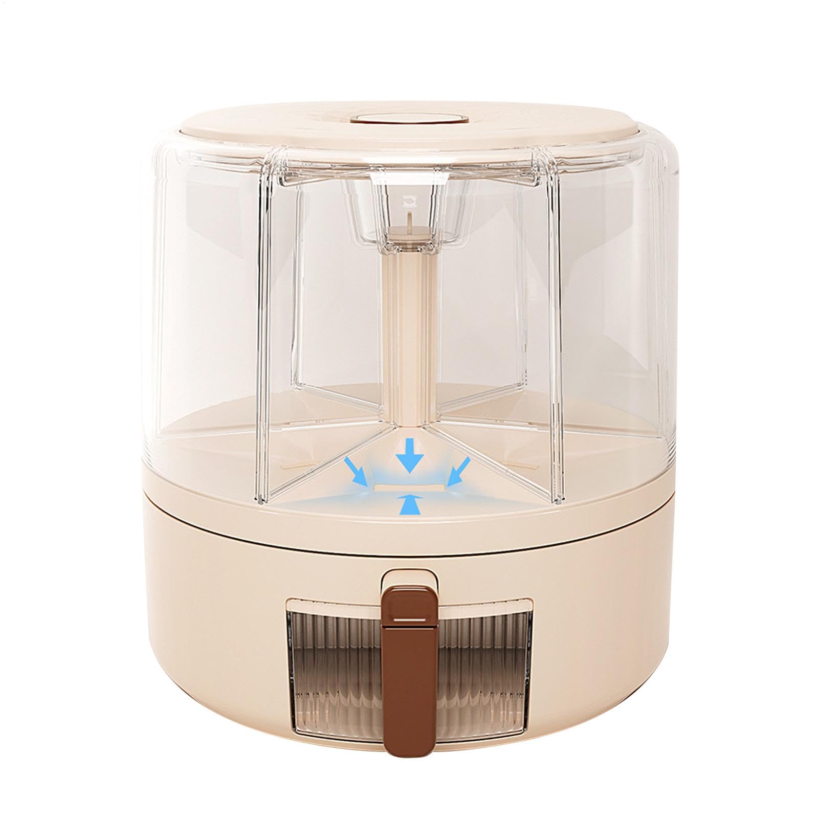 Dispenser di cereali da cucina, contenitore rimovibile per | alimenti secchi, soluzione ermetica, 23 x 26 x 26 x 24 cm, rotazione a 360 gradi, organizzazione per uso in cucina