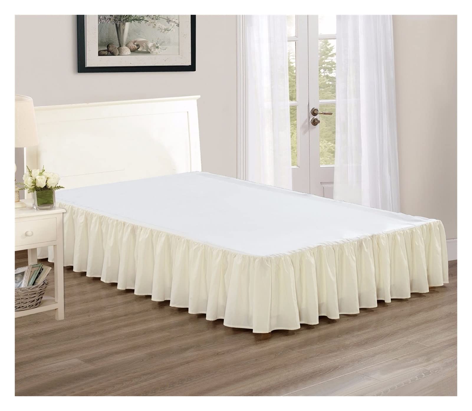 Mantovana Giroletto Matrimoniale Gonna da letto con superficie letto Materasso copertura gemella / piena / regina / king size 35cm altezza home hotel uso grigio bianco beige gonne da letto beige(Grey,