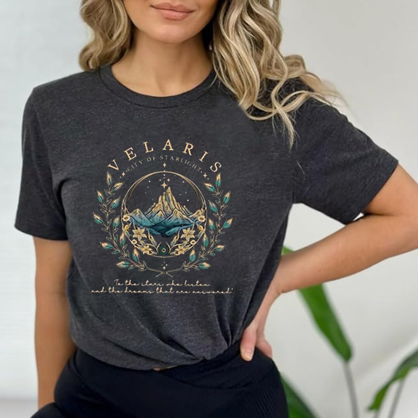 Acotar Velaris Night Court Shirt Women City of Starlight Vintage Book Gift Tees Stars Graphic Short Sleeve Tshirt Tops - Image 3