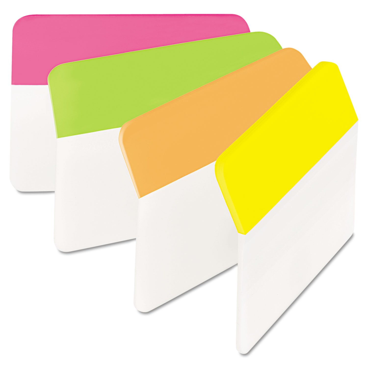 Post-it Tabs, 5,1 cm ad angolo solido, colori vivaci assortiti, durevole, scrivibile, riposizionabile, attacca in modo sicuro, rimuove pulito, 6 linguette/colore, 4 colori, 24 schede/confezione, (686A-PLOY)