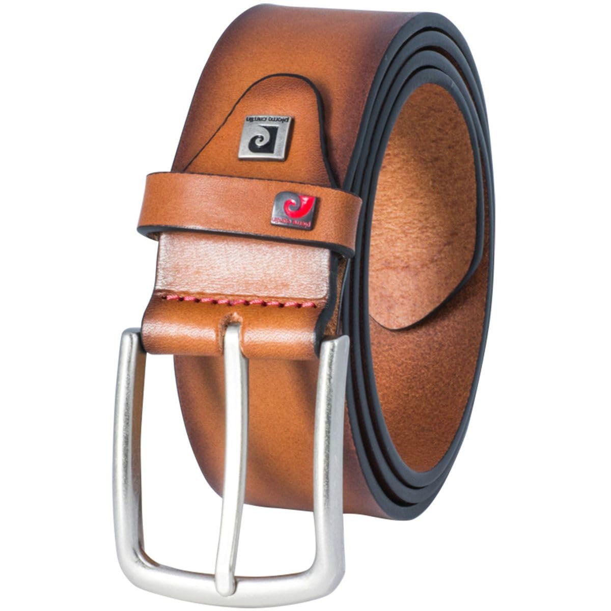 Pierre Cardin Leren riem met doornsluiting in matte look in cognac online kopen | P&C