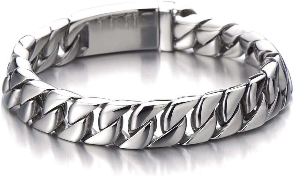 Masculine Men's Stainless Steel Black Curb Chain Bracelet Satin Finishing - Image 2