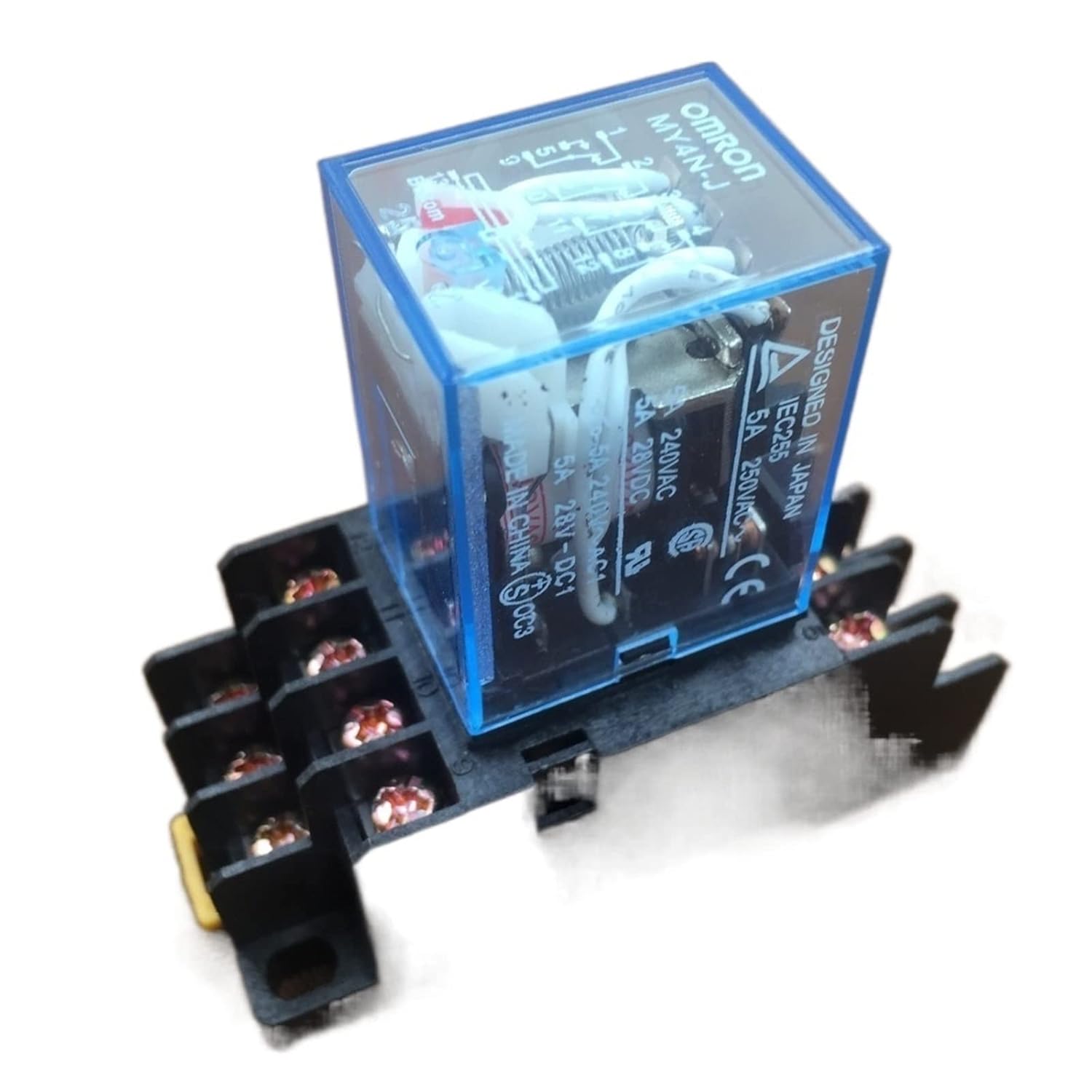 Time Relay 220V / 240V AC Coil 4PDT Power MY4NJ HH54P-L 14 Pin w PYF14A Socket Base