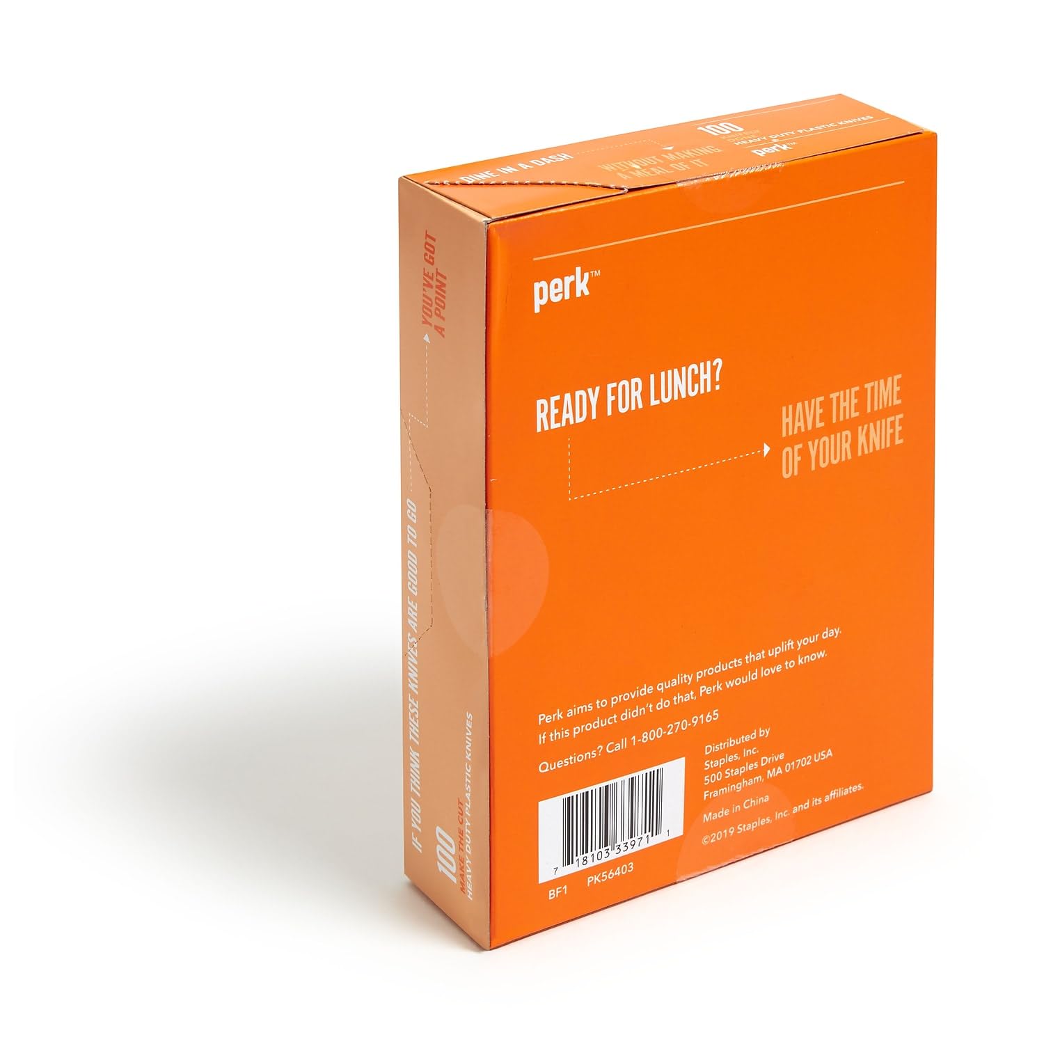 Perk Staples Polystyrene Knife, Heavy-Weight, White, 300/Carton (PK56403VS)