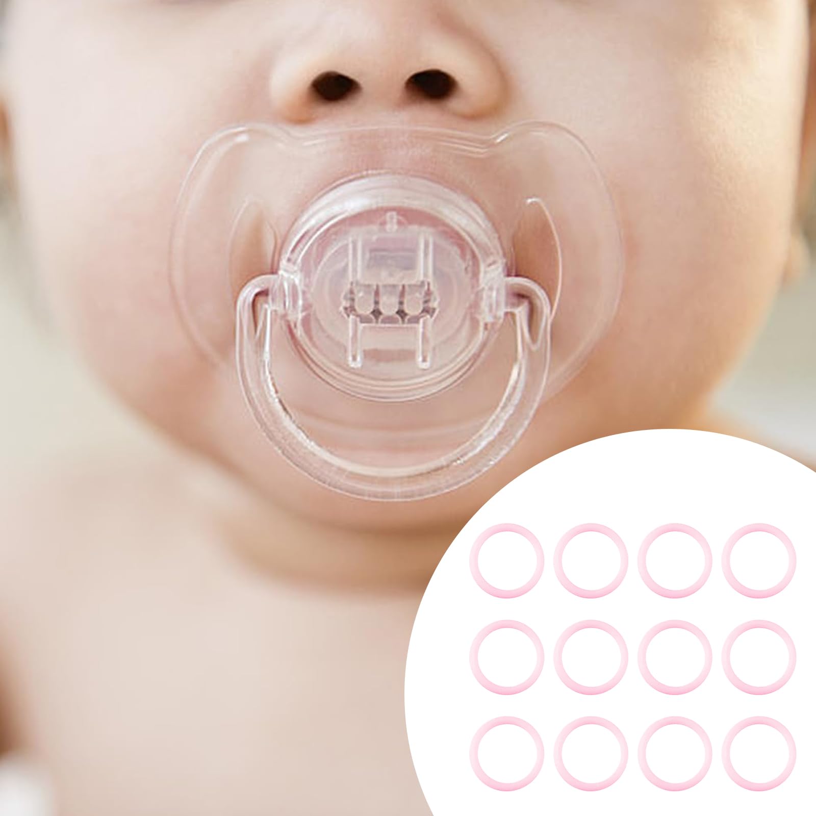 12 Piezas Anillo De Silicona Chupete,Chupete Bebé Clips,Adaptadores Para Chupetes Mam,Soporte Suave Mordedor,Regalos Para Niños,Accesorios para Baby Shower,Rosa,Kiuiom — view 4