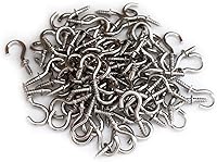 Vista 6 de IDEALSV 50 Pcs (304) Stainless Steel Screw Ceiling Hooks 5/8 Inch Small Cup Hook Screw-in Light Hooks Outdoor and Indoor Hanging