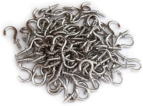 Miniatura 6 de 50 ganchos de techo de acero inoxidable (304) de 58 pulgadas, gancho pequeño para tazas, ganchos de luz atornillados para colgar en exteriores e