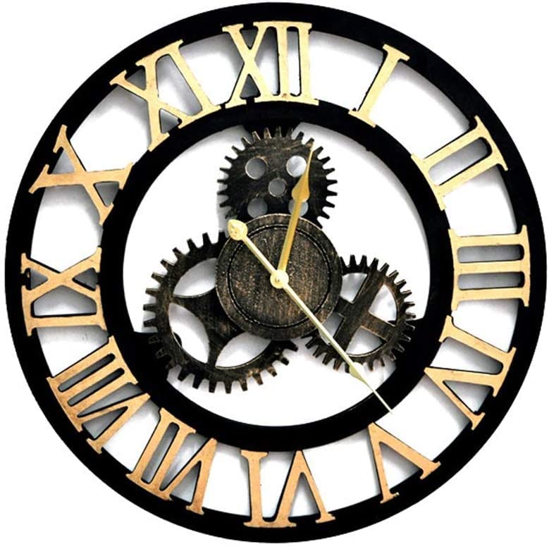 Horloge murale à engrenages vintage grand format pour décoration murale de maison