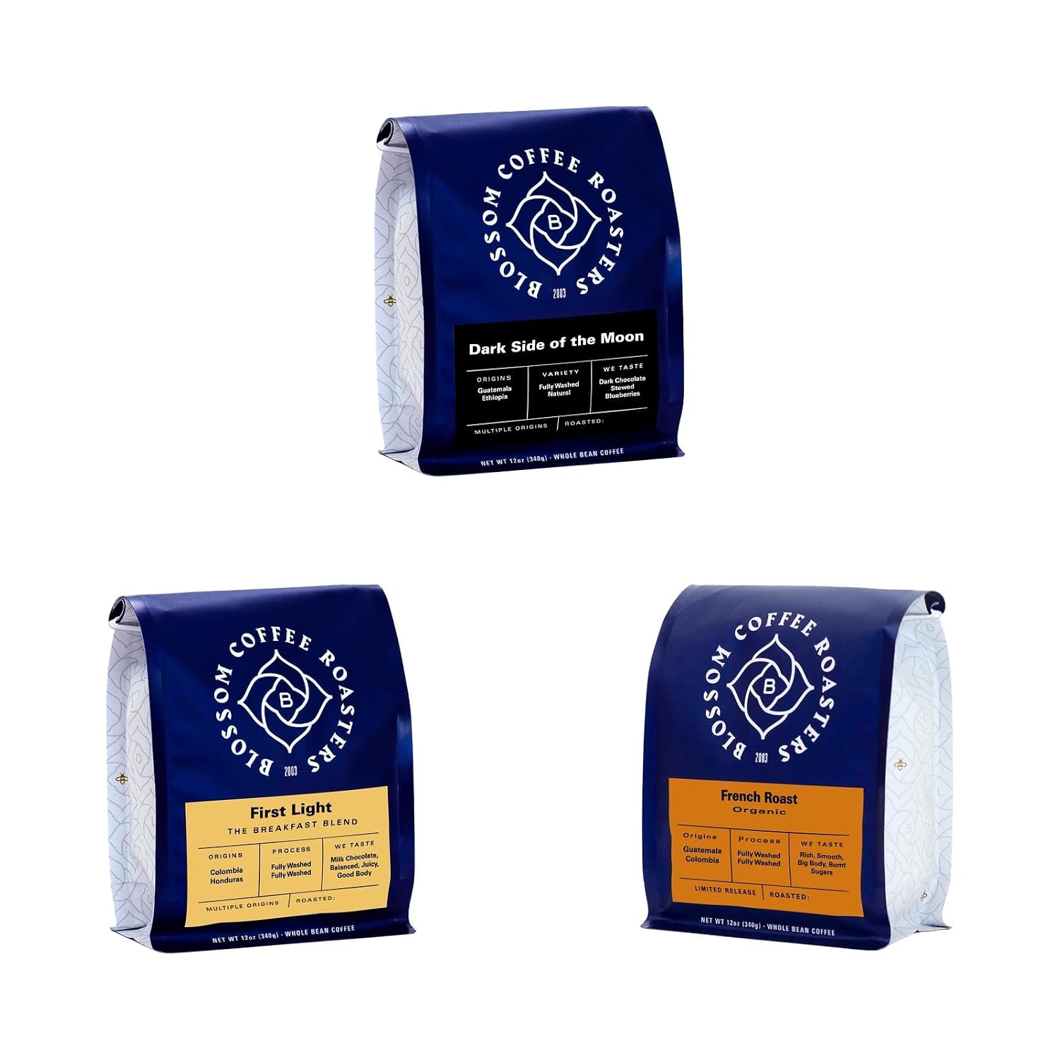 Bean Box Coffee Sampler - Roasted by Blossom, 3-Pack, Freshly Ground Coffee, Gourmet Coffee