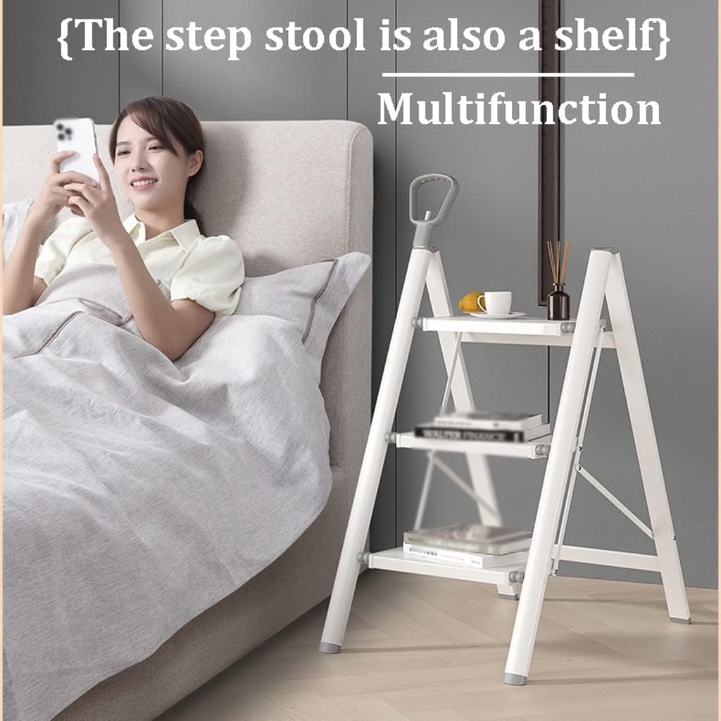 Ladders Multi-Purpose Telescoping Ladders, Wide Pedal Folding Ladder with Handrails, Family Small Portable Step Ladders 330lb Household or Outdoor