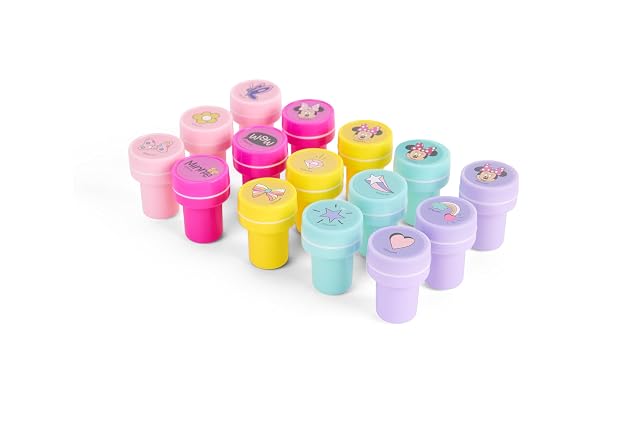 Foto 2 de 5 de Juego de sellos de Minnie Mouse, 15 piezas, juego de manualidades para niños con 15 sellos