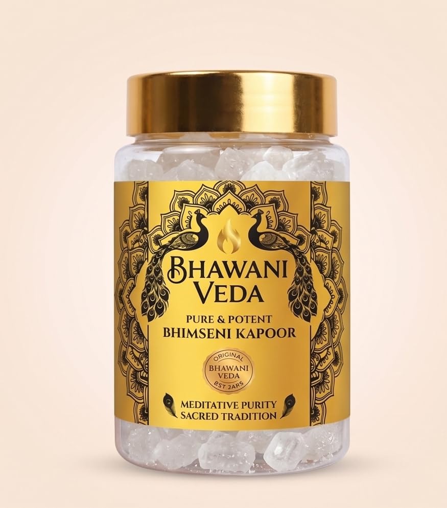 Bhawani Veda 100% Pure Bhimseni Kapoor Crystals 100g | Original Desi Kapur for Puja, Havan, Meditation, Aromatherapy & Diffuser Use-image-21