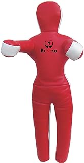 Bestzo MMA Punching Bag Brazilian Grappling Dummy Red Standing Position Synthetic Leather- 59 inches