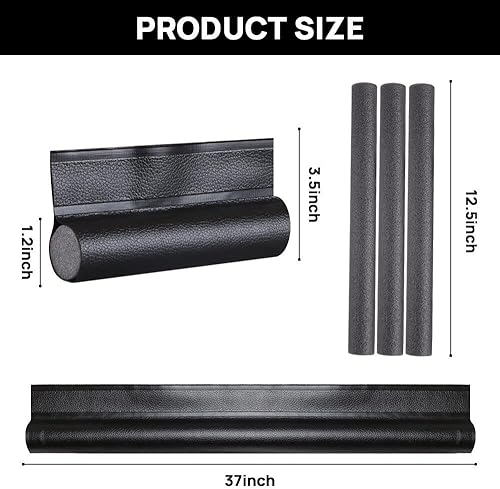 Miniatura 5 de KAKULO Paquete de 3 topes de corrientes de aire para puerta, 37 pulgadas ajustables debajo de la puerta para reducir el aire frío, bloqueador de