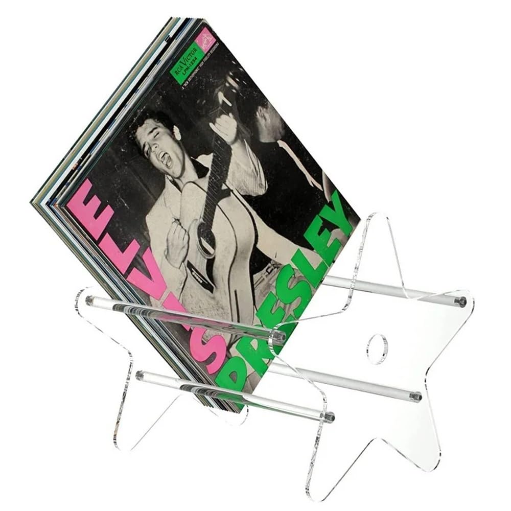 Support de disques Présentoir de CD en vinyle Transparent forme d'étoile à cinq branches, support rangement for album et disque acrylique, for la maison le bureau