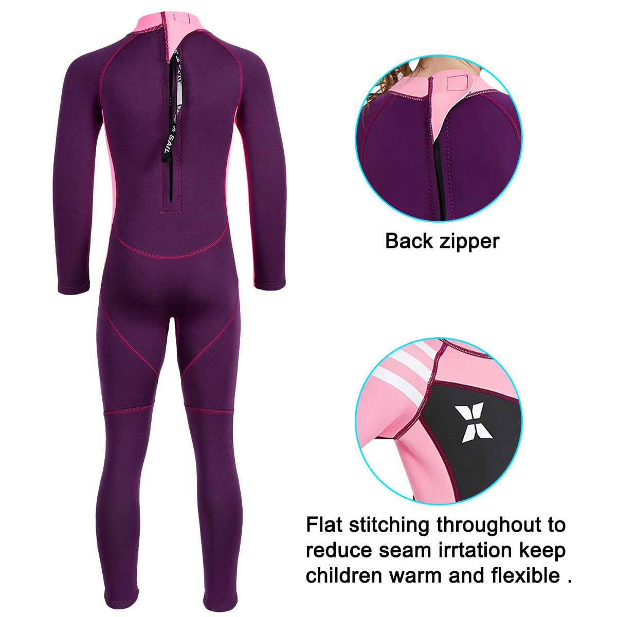 Kinder-Neoprenanzug, 2,5 mm, UV-Schutz, hält warm, langärmelig, zum Schwimmen, Tauchen, Tauchen