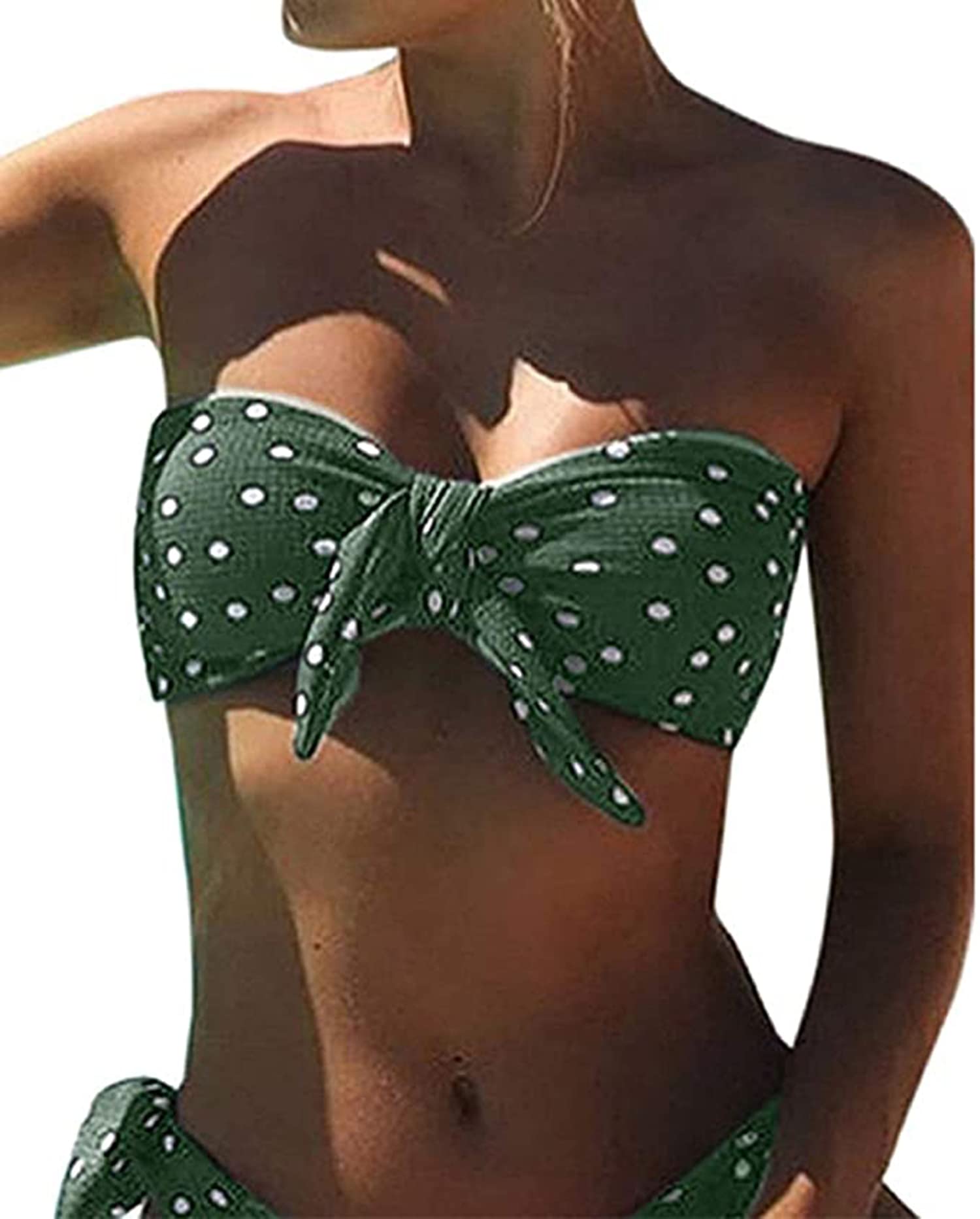 UMIPUBO Bikini Mujer Dos Piezas Ropa con Estampado de Lunares Push-Up Traje de baño con Lazo Acolchado Conjunto de Bikini de Playa Acolchado Bañador