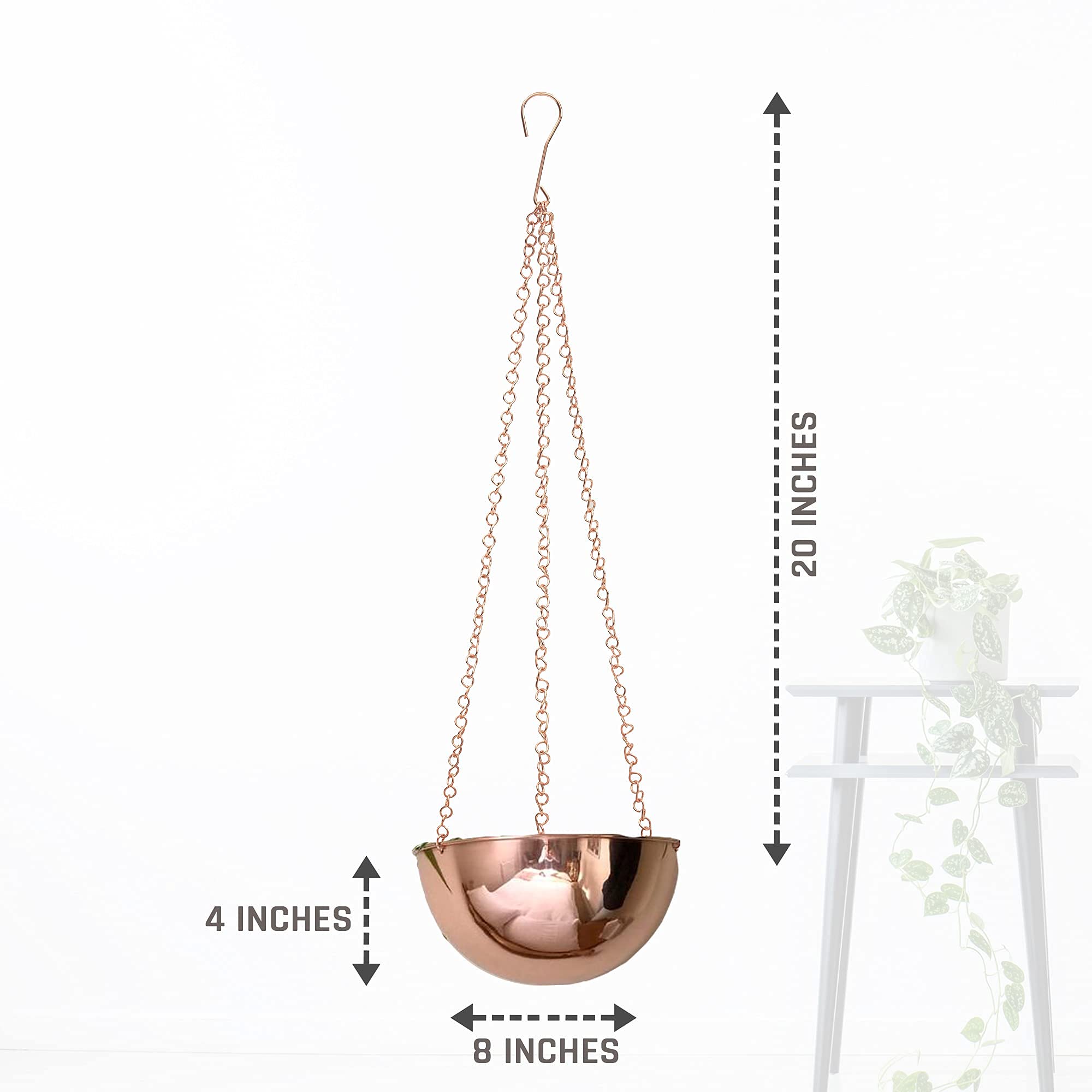 Amazon.com: Modern Indoor Hanging Planter Copper - 100% Copper Planter  Hanging. Pure Copper Hanging Plant Holder Mid Century Rustic Farmhouse  Style Indoor Outdoor. 8" Diameter 4" Depth 20" Chain : Patio, Lawn