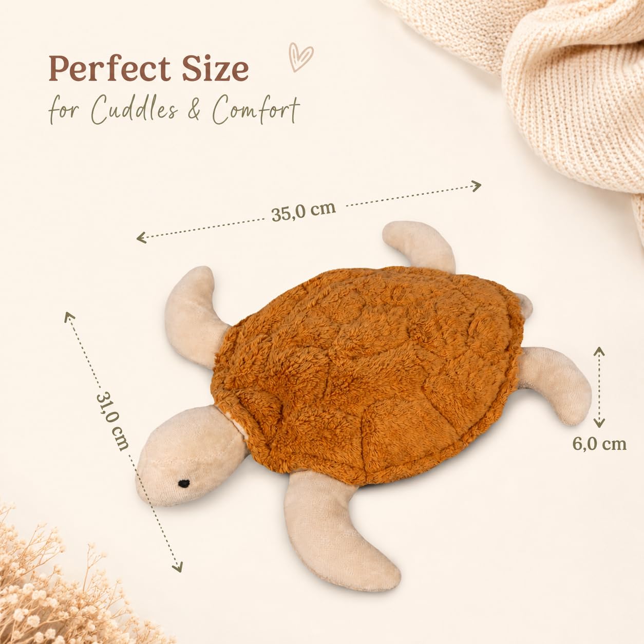 Kleine SENGER NATURWELT Kuscheltier-Schildkröte, Messing I Kuscheliger Begleiter, geeignet ab 3 Monaten I GOTS-zertifiziertes Plüschtier mit herausnehmbarem Wärmekissen zum Erhitzen oder Kühlen