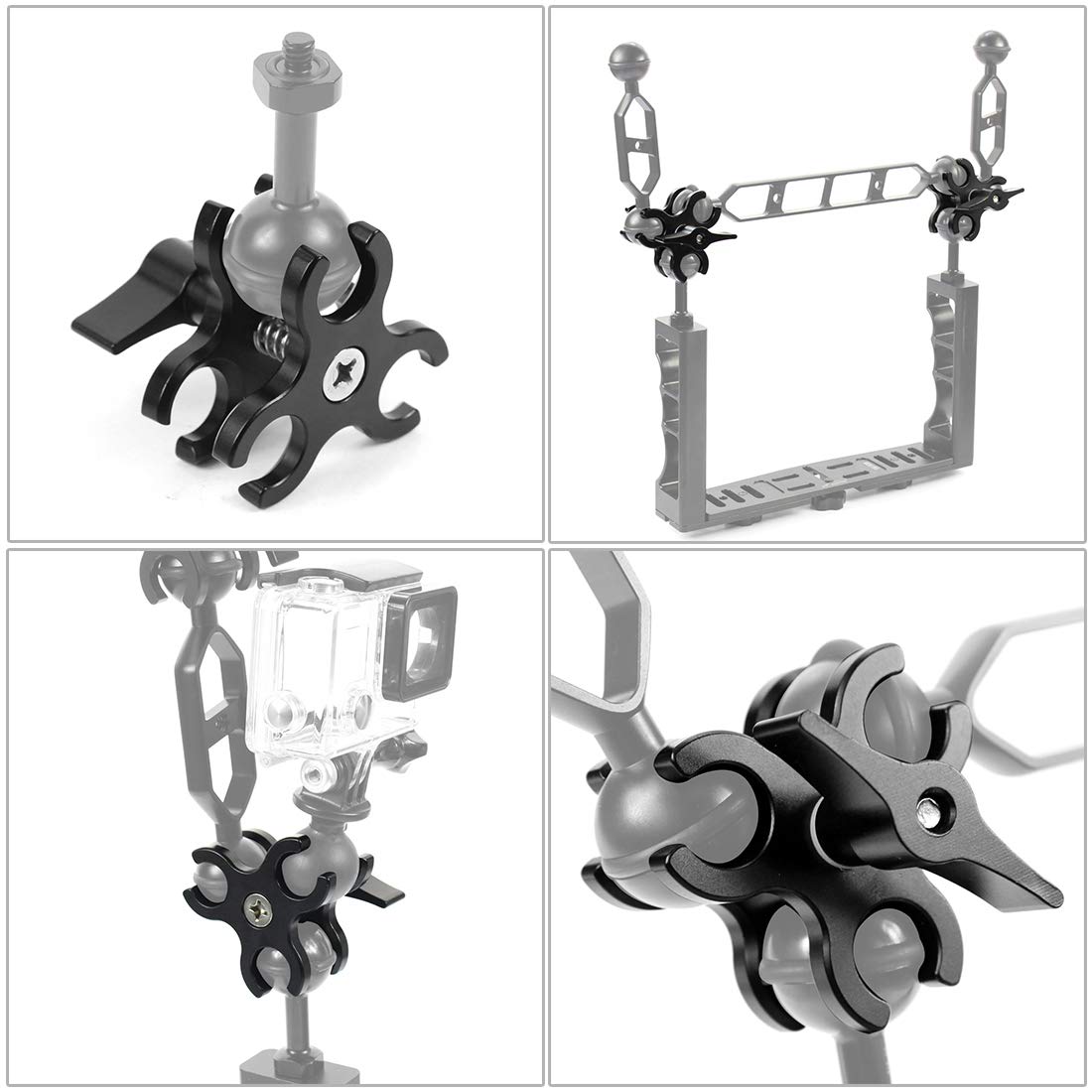 PULUZ Dreifach-Kugelklemme Aus Aluminium - Universalhalterung Für Actionkameras