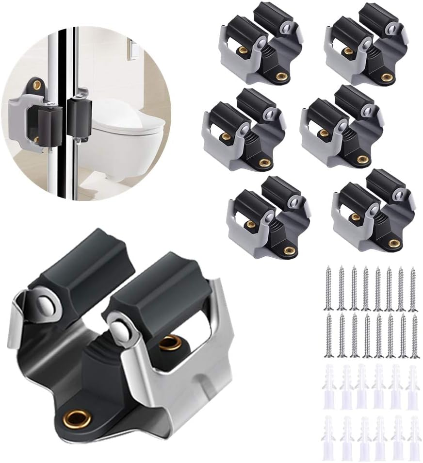 3-H Mop and Broom Holder Wall Mount, Broom Holder Wall Mount 6 Pack, Broom Holder for Garage Garden Shed Storage System Laundry Room Home Kitchen Organization up to 1.45 Inch(Black)
