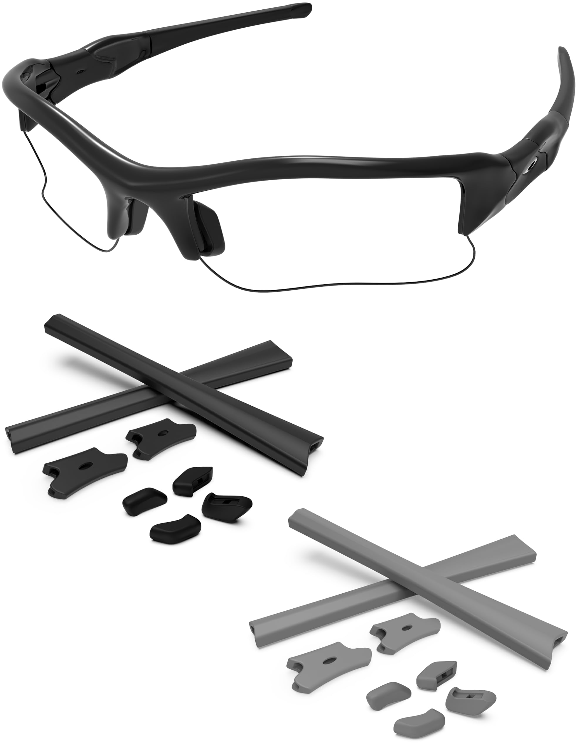 Replacement Nose Pieces &amp; Ear Socks Rubber Kits for Oakley Flak Jacket OO9008/Flak Jacket XLJ OO9009