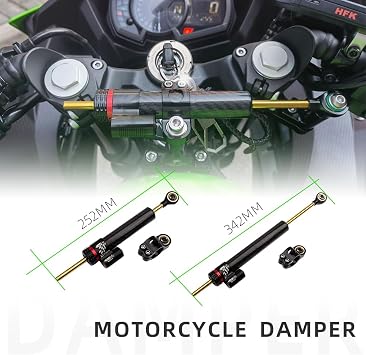 Universal Motorcycle Steering Damper, Adjustable Steering Damper Stabilizer, Linear Reversed Safety Control Aluminum Carbon Fiber (10
