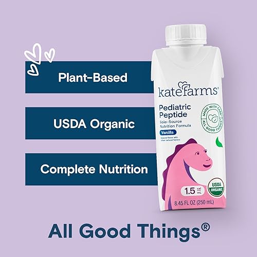 Miniatura 4 de Kate Farms Fórmula Orgánica de Péptidos Pediátricos 1.5, Vainilla, Nutrición Única a Base de Plantas Hidrolizada para Alimentación Oral o por Tubo,