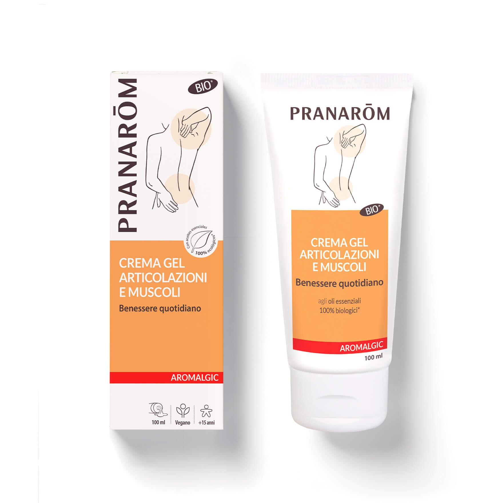 PRANARÔM Aromalgic Gel Crema Articulaciones BIO – Aceites Esenciales HECT – Efecto Frío – Confort Diario para Músculos y Articulaciones – 100 ml