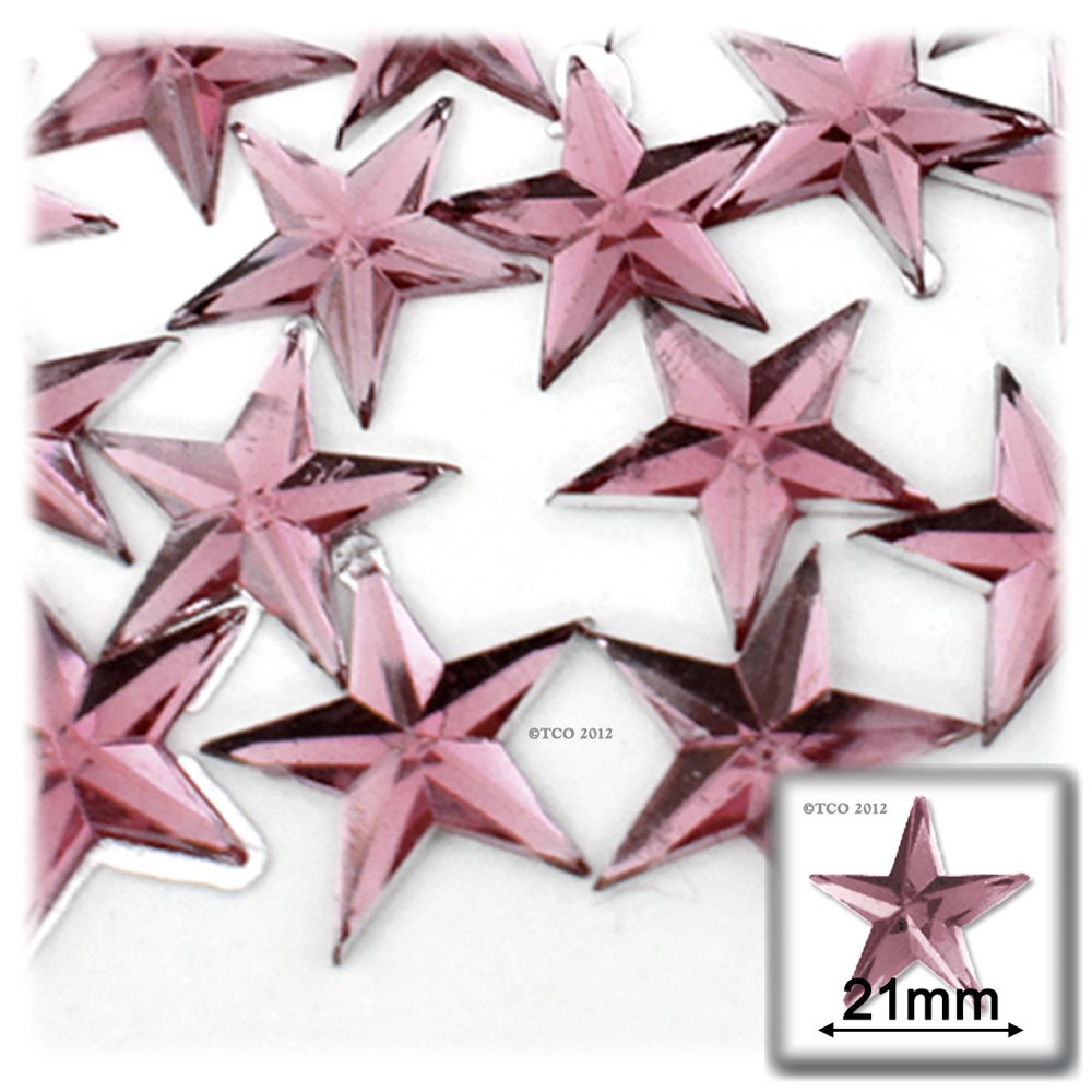 144pc Rhinestones Star 21mm- Flatback Light Rose Pink PNK