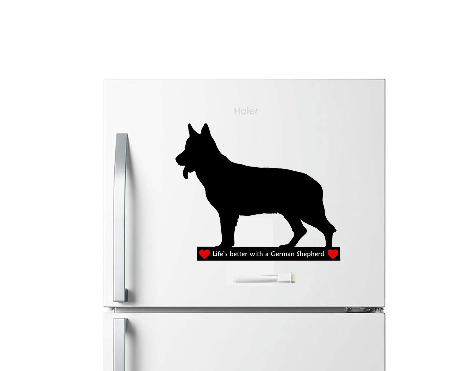 Car-Pets Magnets Black German Shepherd Dog Novelty Gift - Large Flexible Dry Wipe Fridge Magnet With Magnetic Marker Pen.