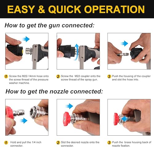 Yuirshion High Pressure Washer Gun with 5 Water Nozzle Ti… - 5