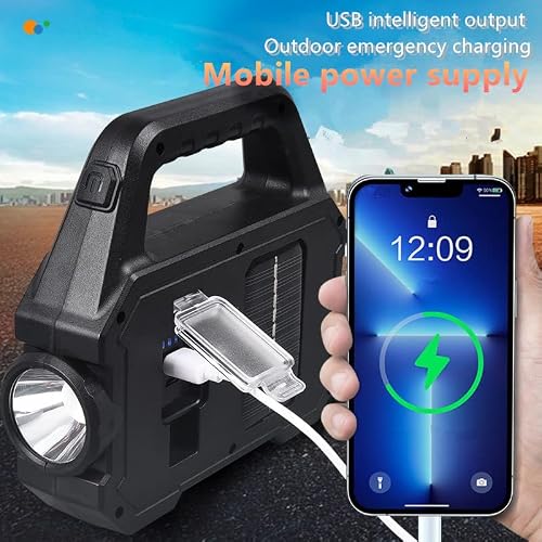 Spotlight Flashlight Rechargeable, Led Flashlight High Lumens Super Bright, Solar Panels,6 Modes,Ipx4 Waterproof Handheld Spotlight For Home Power Failure,Outdoor ,Camping,Hiking ,Emergencies #TOP4