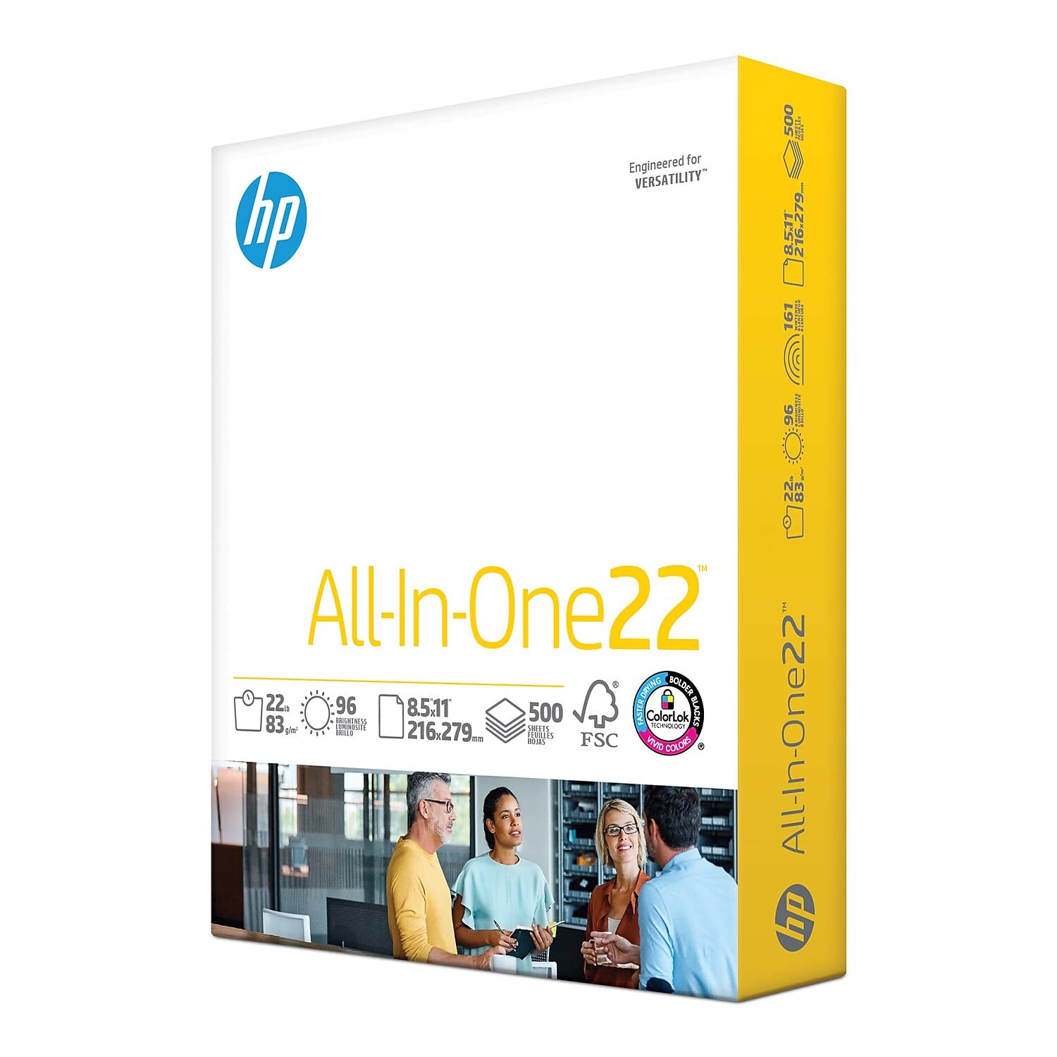 HP Papers All-In-One22 Paper, 96 Bright, 22 lb Bond Weight, 8.5 x 11, White, 500/Ream