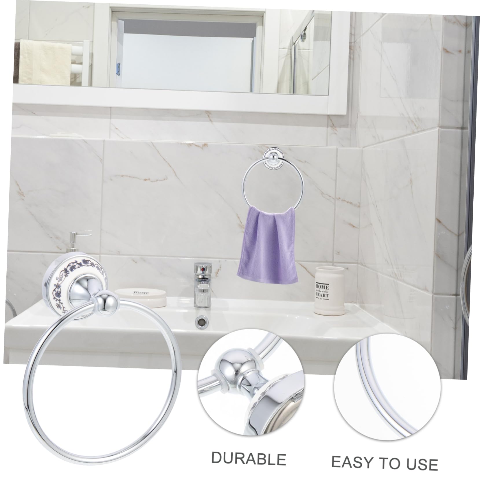 Amosfun 2 Stück Handtuchring Badezimmer Handtuchhalter Praktisch Rostfrei Für Hand und Gesichtstücher Küche Bad Organisieren