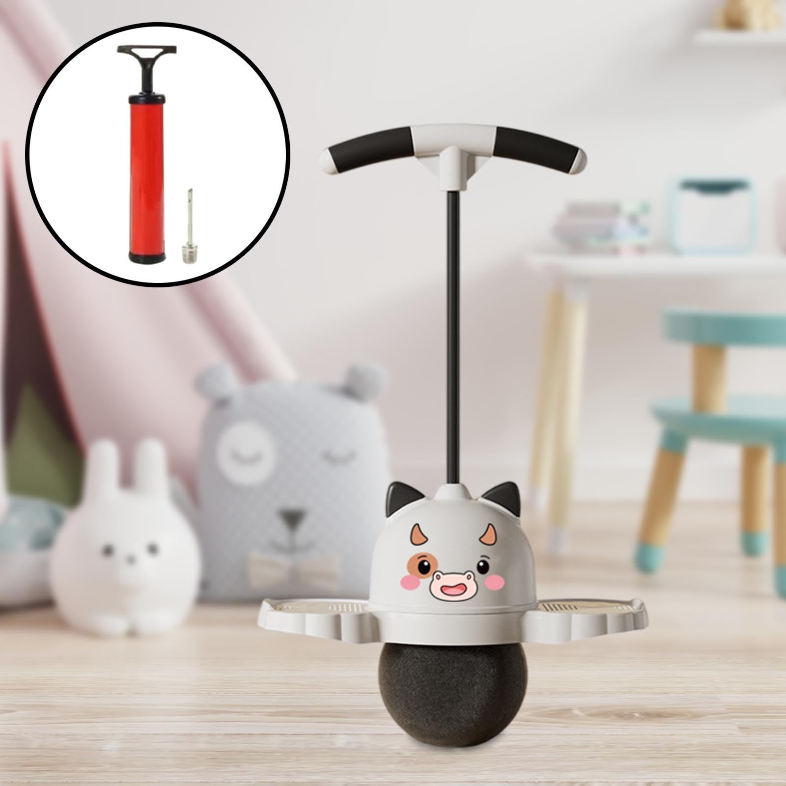 Pogo Ball mit Griff Kinder Sprungspielzeug Balancierbrett Balanceboard Hüpfball mit Pumpe für Sensorisches Training für Zuhause Motorikschulung, Schwarz