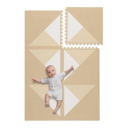 Toddlekind Baby Play Mat, 6 X 4 feet, Reversible Crawling Carpet, Soft Foam, 1.2cm Thick Floor Mat for Toddlers & Kids, Foldable, Expandable, BPA Free Non Toxic, Easy to Clean, Anti-Slip, Kyte Wheat